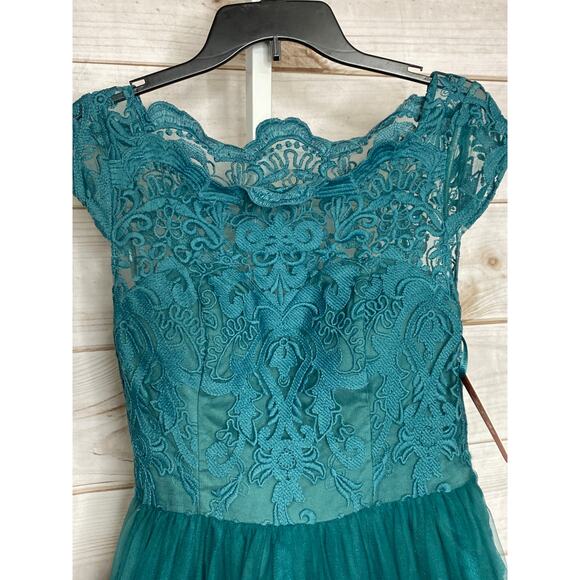 Teal Green Knee Length Sheath Cocktail Dress With Short Sleeves XS NEW - Picture 3 of 7